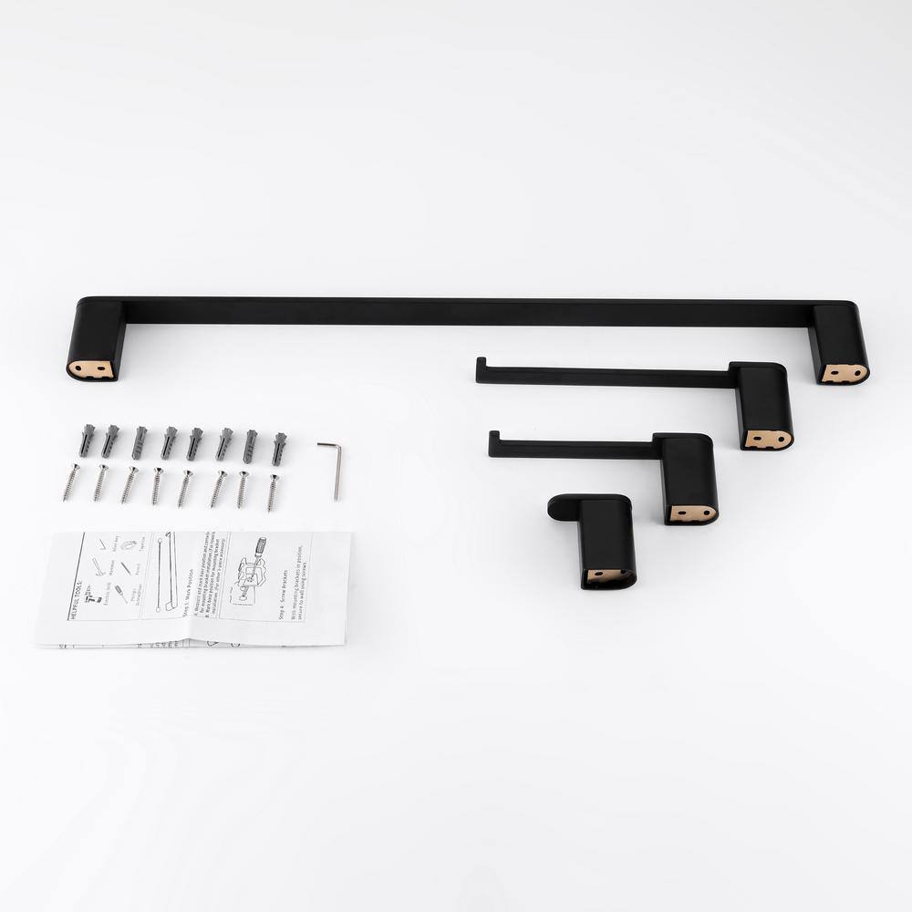 Matte Black 4-Piece Stainless Steel Bathroom Hardware Set