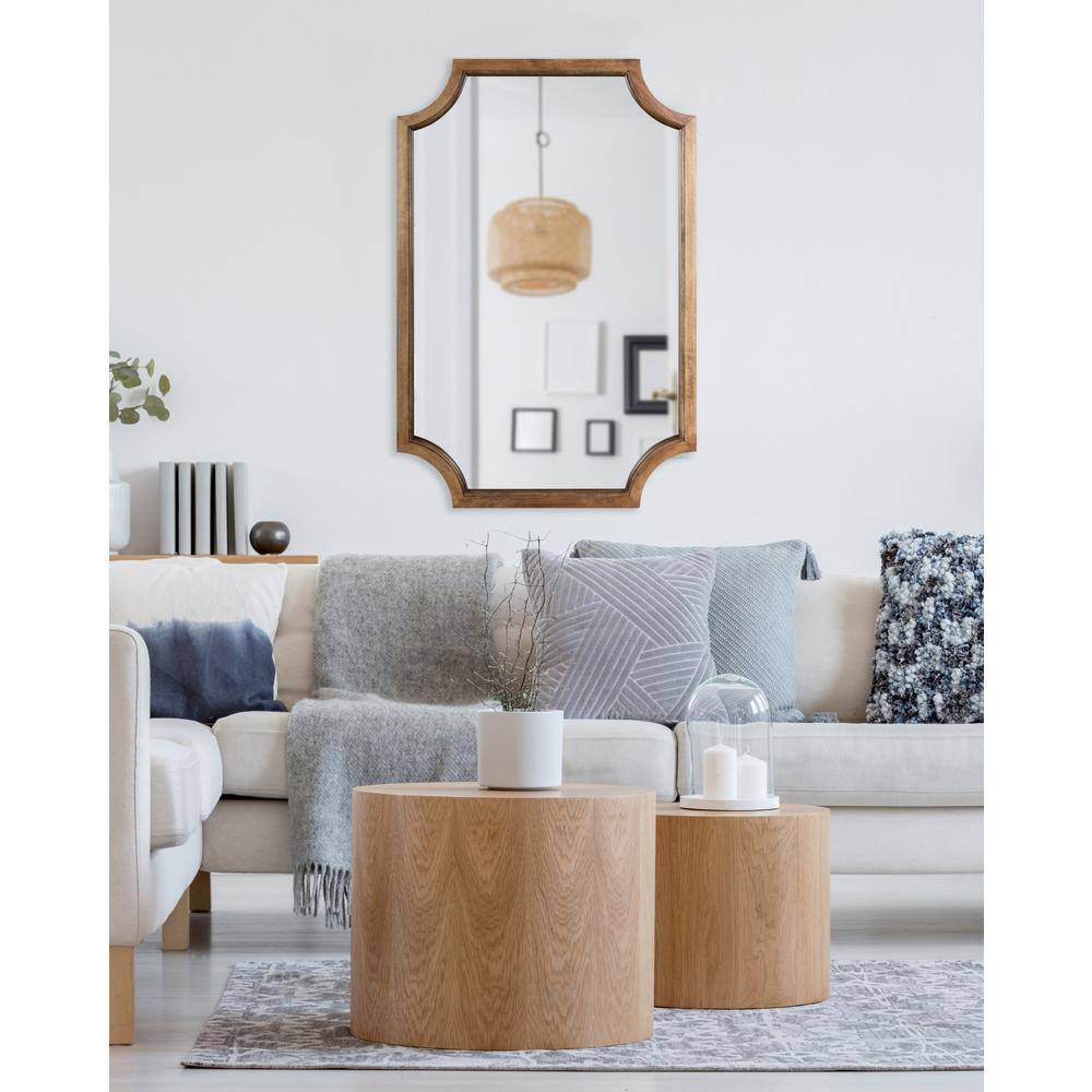Rustic Brown Full Length Scalloped Wood Vanity Mirror