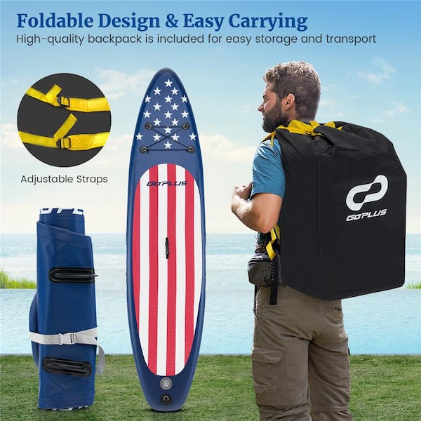 120 in. Blue PVC Portable Adjustable Stand Up Paddle Board with 5 D Rings