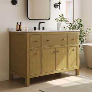 48 in. W x 22 in. D x 34 in. H Single Sink Freestanding Bath Vanity in Walnut with White Cultured Marble Top (Assembled)