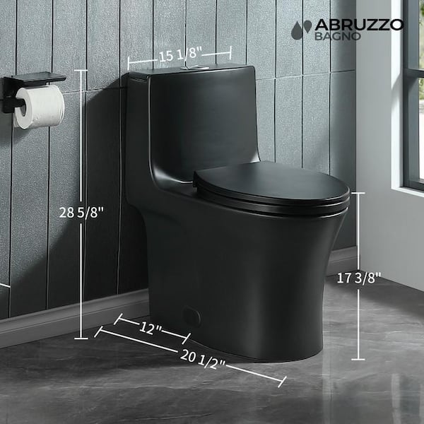 Modern 1-Piece 1.0/1.6 GPF Dual Flush Elongated Toilet in Black