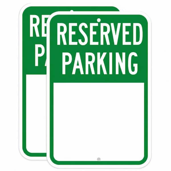 2 Pack 12 in. x 18 in. Reflective Aluminum Blank Reserved Parking Sign Write-On Rust-Free Metal Sign