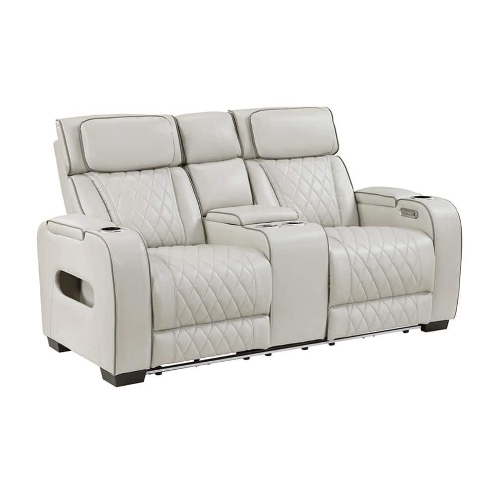 Lazzara Clumber 73.5 in. W Taupe Pillow Top Faux Leather 2-Seater