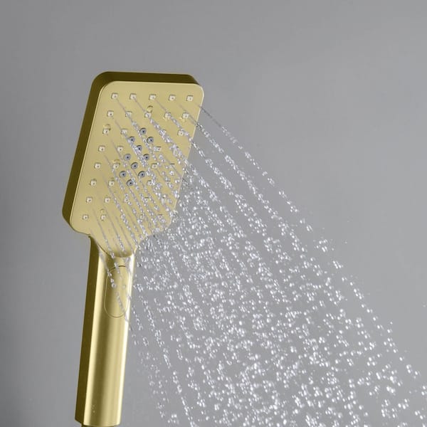 Cube 3-Spray Wall Mount Handheld Shower Head 1.75 GPM in Brushed Gold