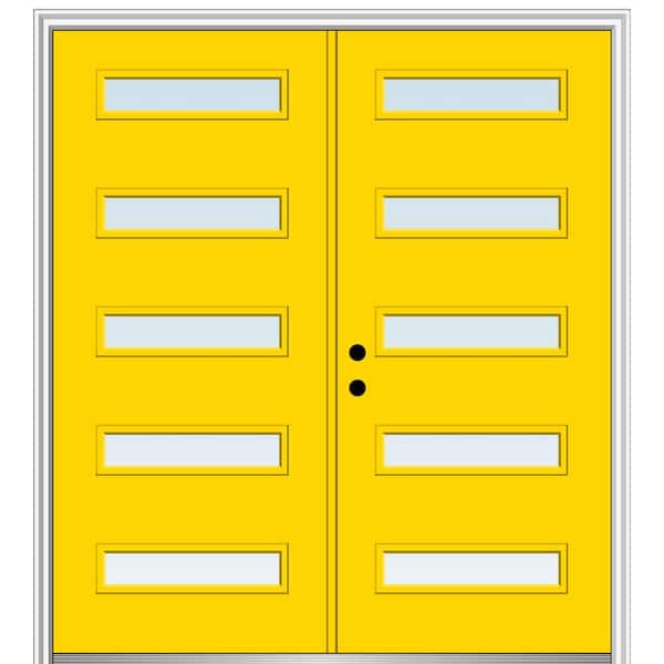 MMI Door 64 in. x 80 in. Davina Right-Hand Inswing 5-Lite Clear Low-E Painted Fiberglass Smooth Prehung Front Door