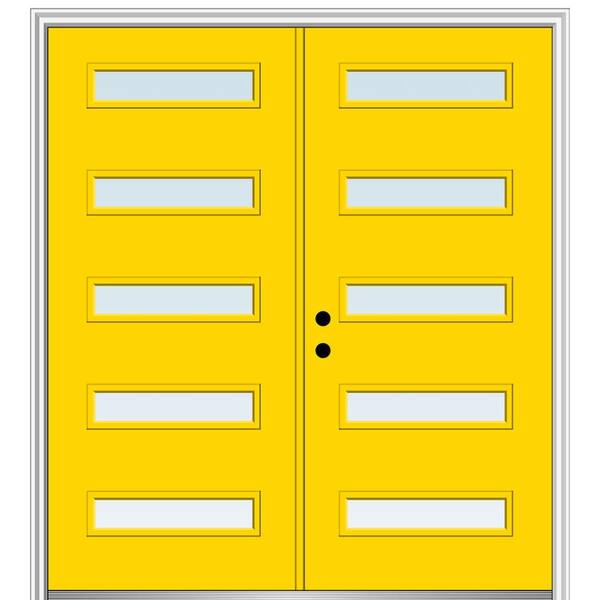 MMI Door 64 in. x 80 in. Davina Right-Hand Inswing 5-Lite Clear Low-E Painted Fiberglass Smooth Prehung Front Door