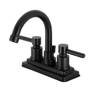 Concord 4 in. Centerset Double Handle Bathroom Faucet with Drain Kit Included in Matte Black