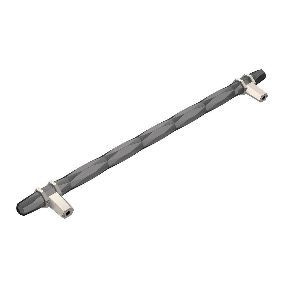 12.5'' Brushed Nickel and Black Modern Cabinet Bar Pull