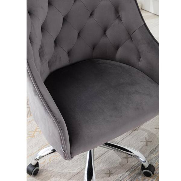 dark grey velvet office chair