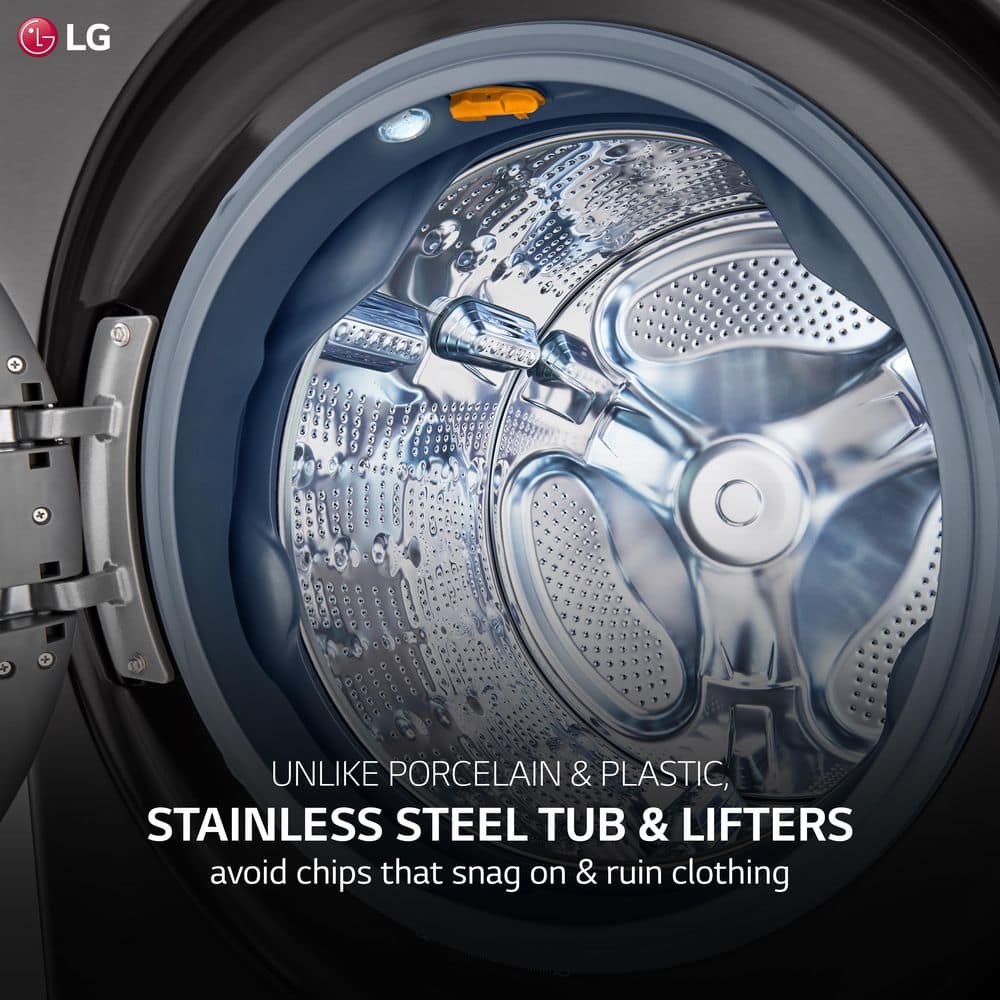 Black Steel 27" Smart Gas Washer and Dryer Set with LED Display