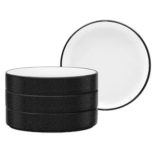 Colortex Stone Black 7.5 in. Porcelain Deep Plates, (Set of 4)