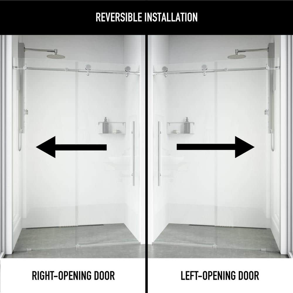 Elan E-Class Frameless Chrome Sliding Shower Door with Clear Glass