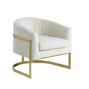 Hailey Cream Velvet Arm Chair (Set of 1)