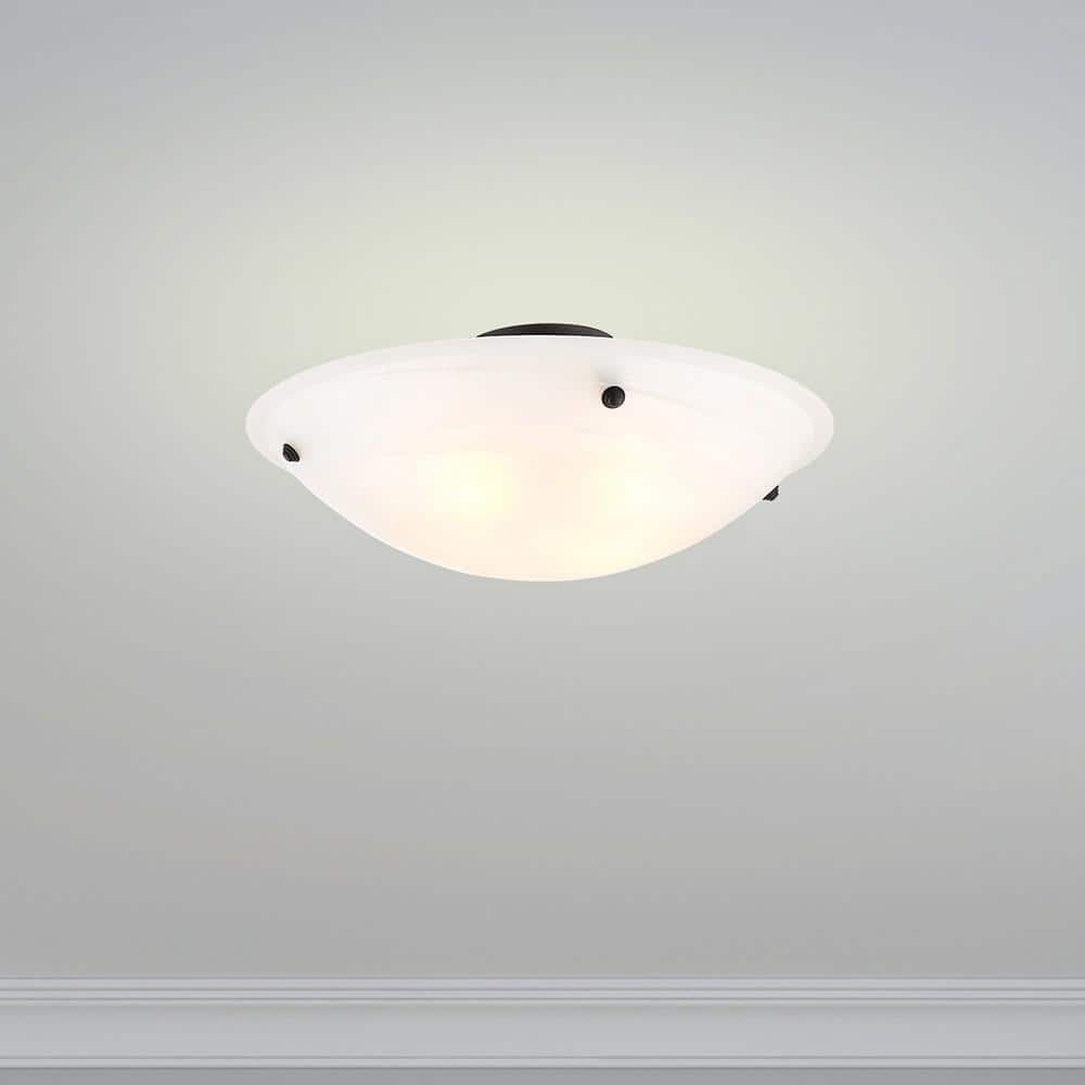 Oasis Bronze 24" Ceiling Mount with White Alabaster Glass