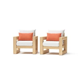 Benson Cushioned Wood Outdoor Lounge Chair with Sunbrella Cast Coral Cushions