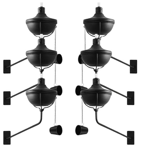 24 oz Wall Mounted Citronella Metal Torches Set of 6 Refillable Outdoor Flame Torch for Yard Patio Deck Garden Party