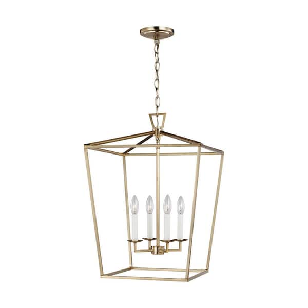 Dianna Medium 4-Light Satin Brass Schoolhouse Pendant Light