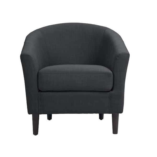Uixe Gray Comfy Linen Upholstered Barrel Arm Chair With Wood Leg(Set of 1)