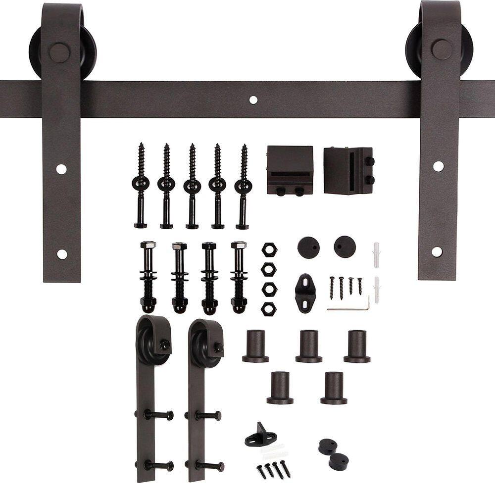 K Series 72" x 84" Brown Walnut Solid Knotty Pine Double Sliding Barn Door Kit