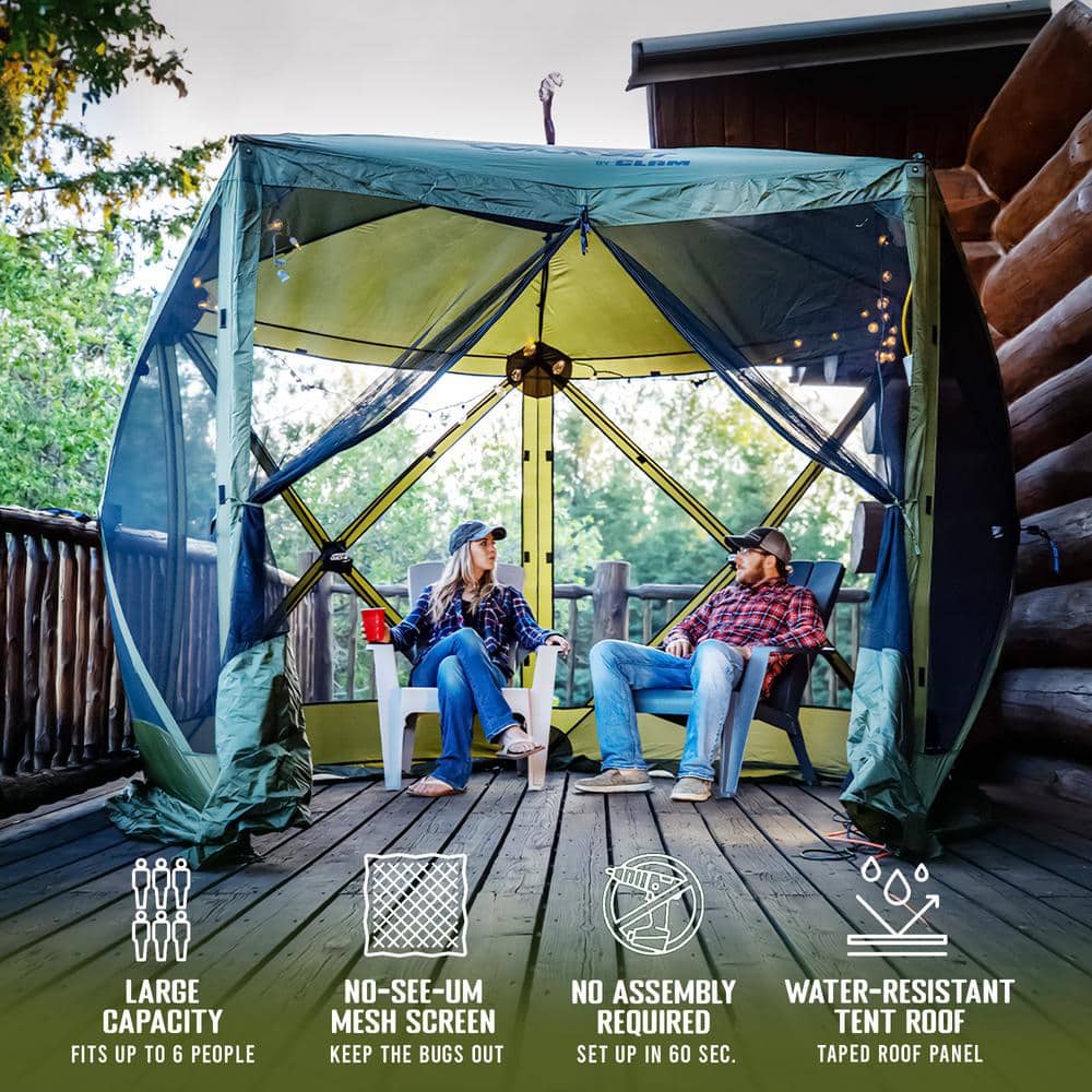 Green 6-Person Fiberglass Frame Camping Screen House with Carry Bag
