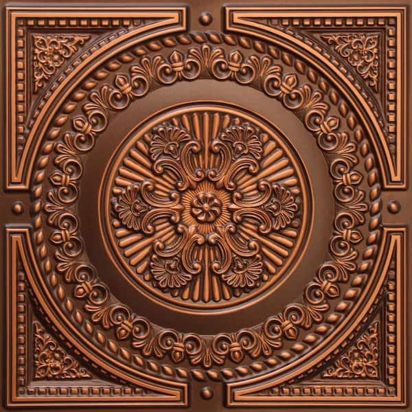 Falkirk Perth Antique Copper 2 ft. x 2 ft. Decorative Rustic Glue Up or Lay In Ceiling Tile (100 sq. ft./case)