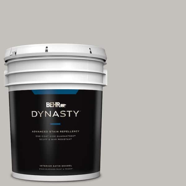 BEHR DYNASTY 5 gal. #PPU18-10 Natural Gray One-Coat Hide Satin Enamel Interior Stain-Blocking Paint & Primer