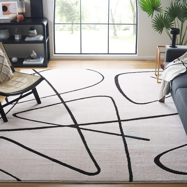 Melody Ivory/Black 10 ft. x 14 ft. Abstract Linear Area Rug