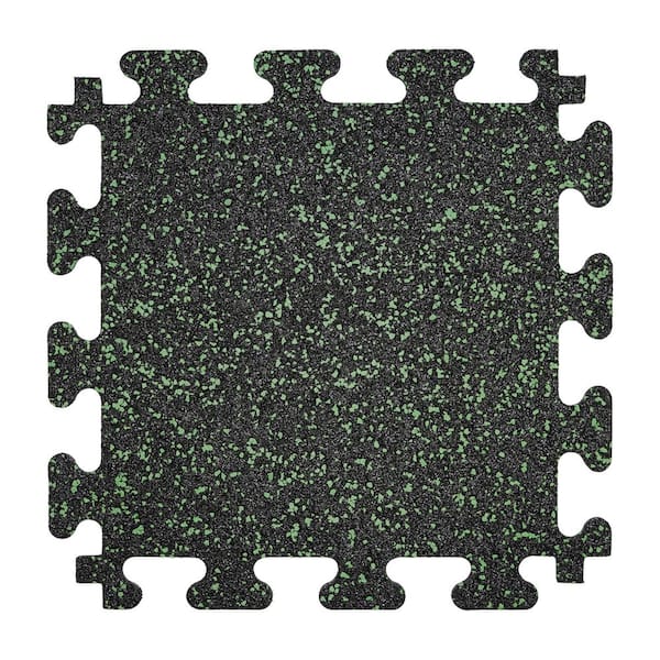 Unbranded Rubber Gym Tiles with Seafoam Colored Flake 18 .in x 18 .in 8 mm Thick Interlocking Tile (6 Tiles/Case) (13.5 sq ft)