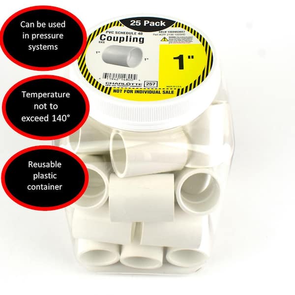 Charlotte Pipe 1 in. PVC Schedule 40 Coupling S x S Pro Pack (25-Pack)