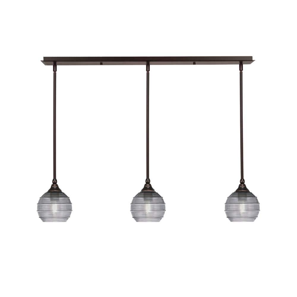 Livingston 100-Watt 3-Light Dark Granite Shaded Pendant Light with 6 in. Sm