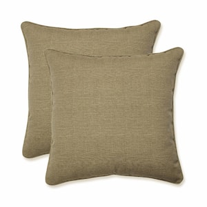 Solid Tan Square Outdoor Square Throw Pillow 2-Pack