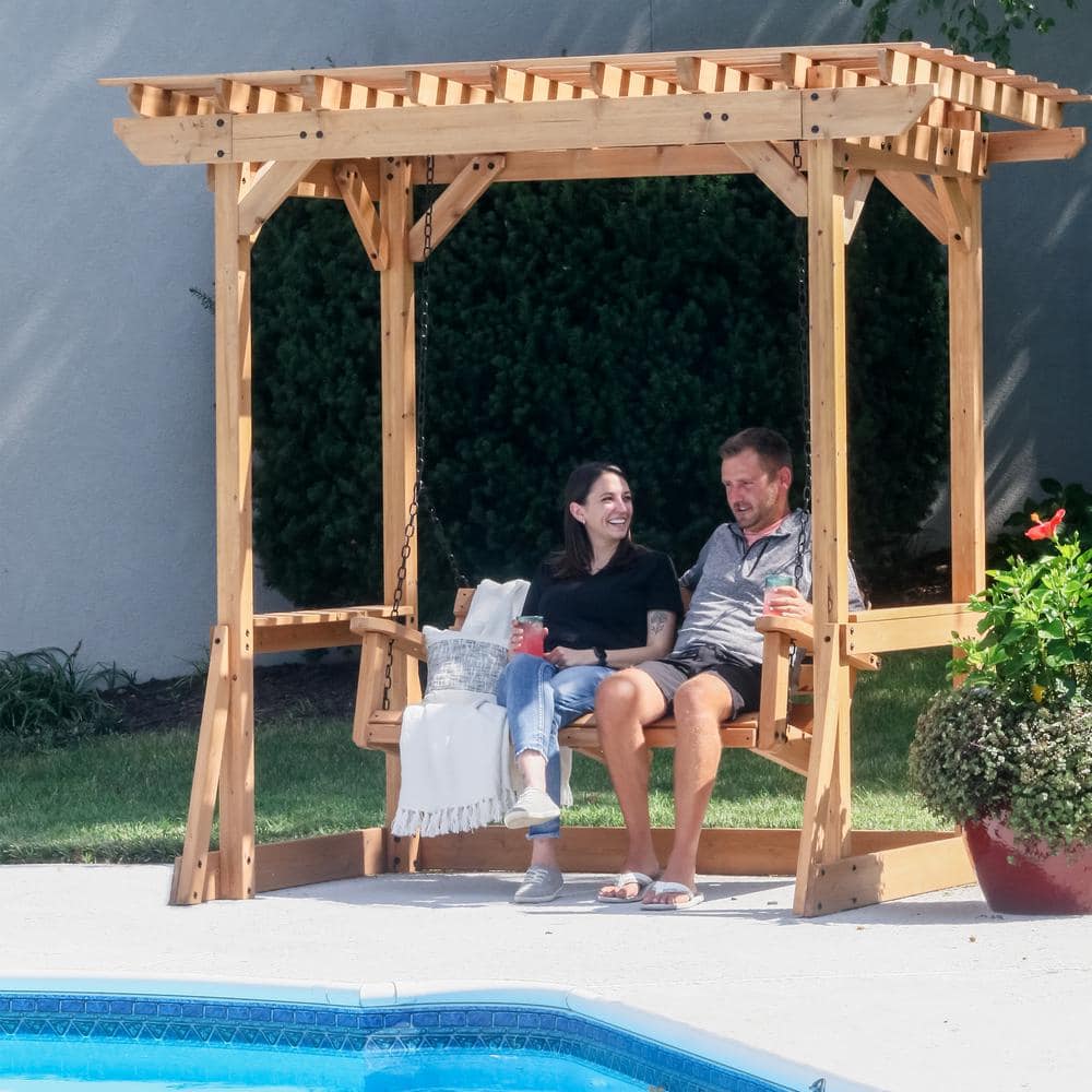 Cedar Double Seating Outdoor Pergola Swing Chair