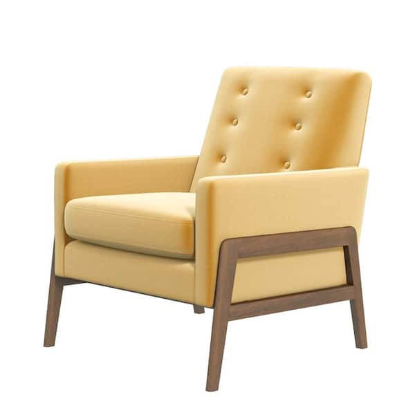 Ashcroft Furniture Co Steven Mid-Century Gold Tufted Tight Back Velvet Upholstered Accent Arm Chair