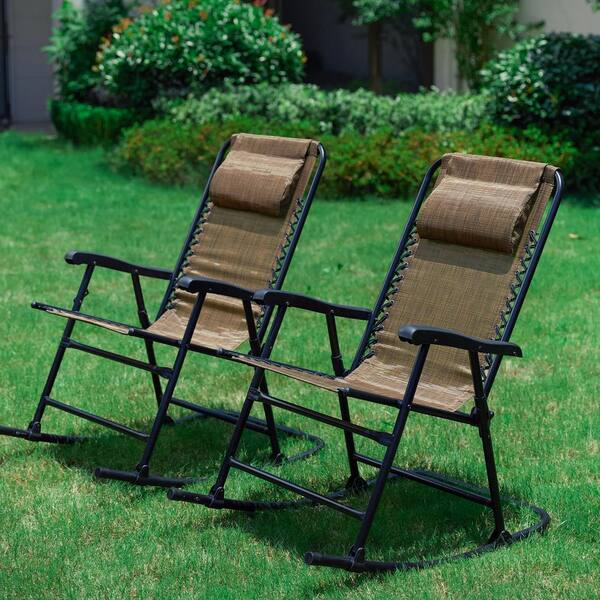 Patio Festival Brown Metal Outdoor Rocking Chair