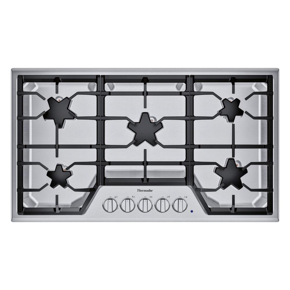 Thermador Masterpiece 36 in. Gas Cooktop in Stainless Steel with 5 Burners Including ExtraLow