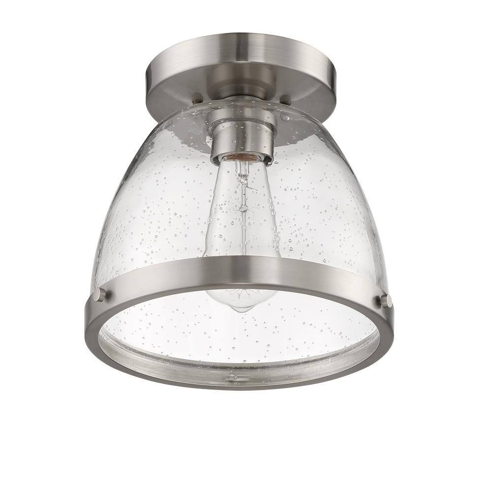 Elegant Lodie 7'' Glass & Nickel Ceiling Flushmount Light