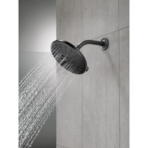 3-Spray 7.7 in. Single Wall Mount Fixed Rain H2Okinetic Shower Head in Matte Black