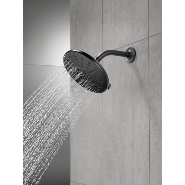 3-Spray Patterns 1.75 GPM 7.69 in. Wall Mount Fixed Shower Head with H2Okinetic in Matte Black