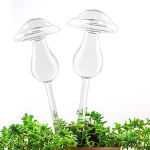 Plant Watering Ball, Hand Blown Clear Glass Watering Ball for Indoor and Outdoor Plants, 2 Mushrooms