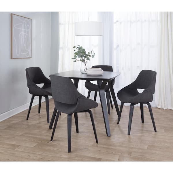 Lumisource Fabrico Charcoal Fabric and Black Wood Side Chair (Set of 2)
