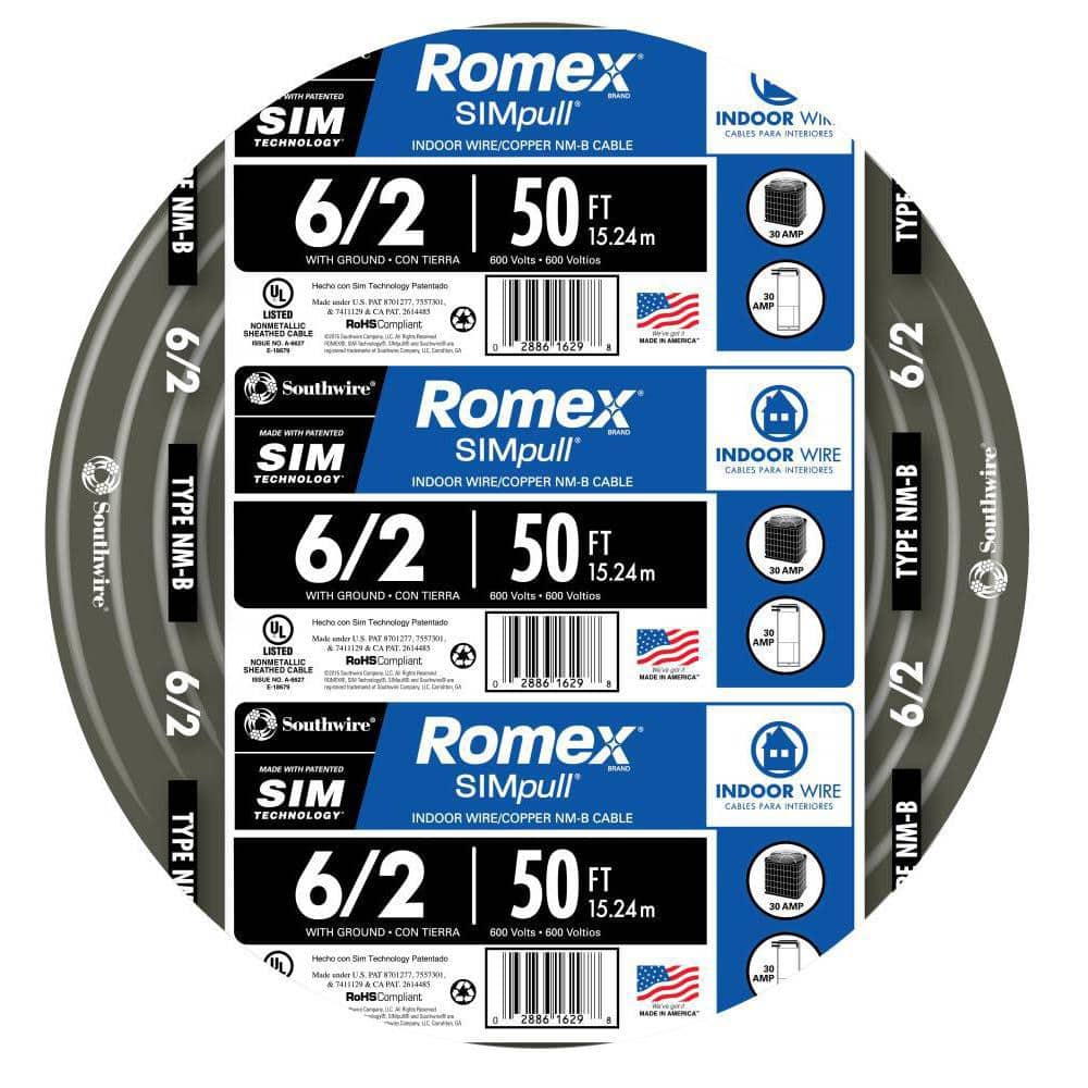 30 FT 6/2 NM-B W/GROUND ROMEX HOUSE WIRE/CABLE 