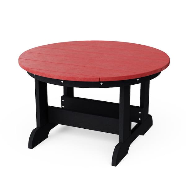 Heritage 31.5 in. Cardinal Red and Black Round HDPE Plastic Outdoor Conversation Table