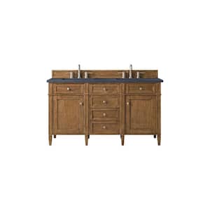Brittany 60.0 in. W x 23.5 in. D x 34 in. H Bathroom Vanity in Saddle Brown with Charcoal Soapstone Quartz Top