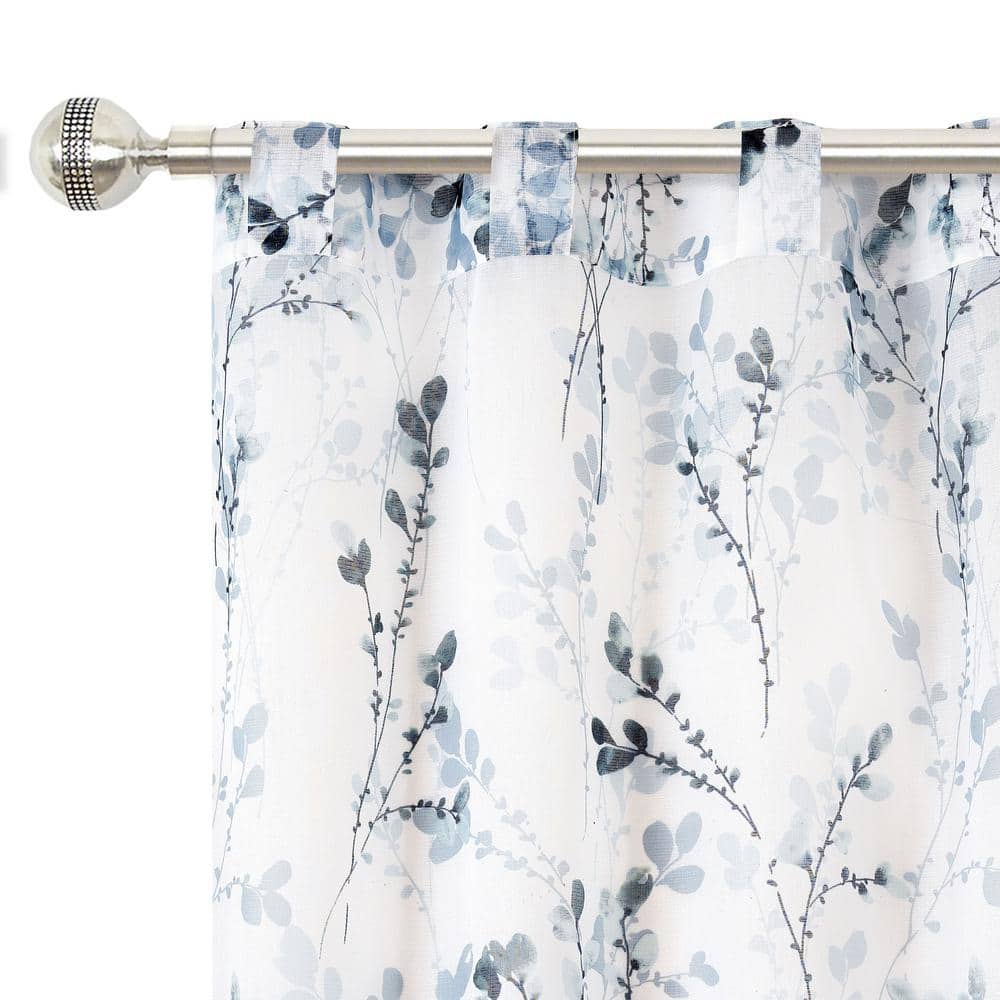 Blush Floral Semi-Sheer Polyester Window Curtain Panel 52" x 63"