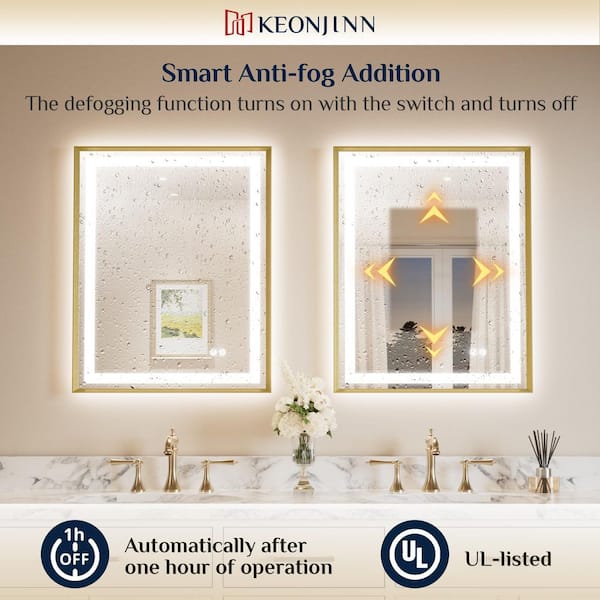 KeonJinn 28 in. W x 36 in. H Rectangular Framed LED Lighted