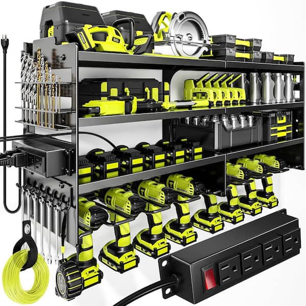 YICHUHAOXI 33 in. Black Power Tool Organizer Wall Rack with 4