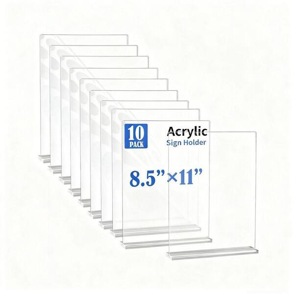 Clear Acrylic 9 in. x 11 in. Double-Sided Clear Table Top Sign