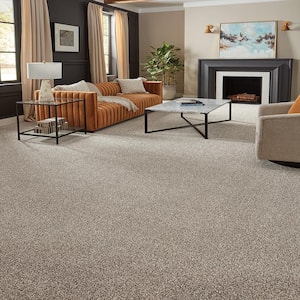 Household Hues I Full Grey- Gray 31 oz. Polyester Textured Installed Carpet