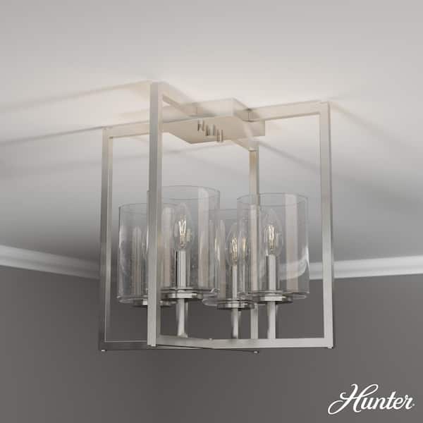 Hunter Kerrison 14.5 in. 4-Light Brushed Nickel Semi- Flush Mount