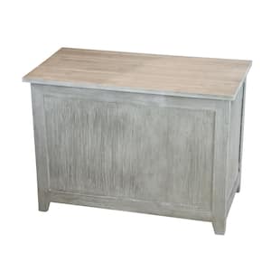 Solid Bamboo Brushed Gray Storage Chest Bench 18 in x 26 in x 14 in